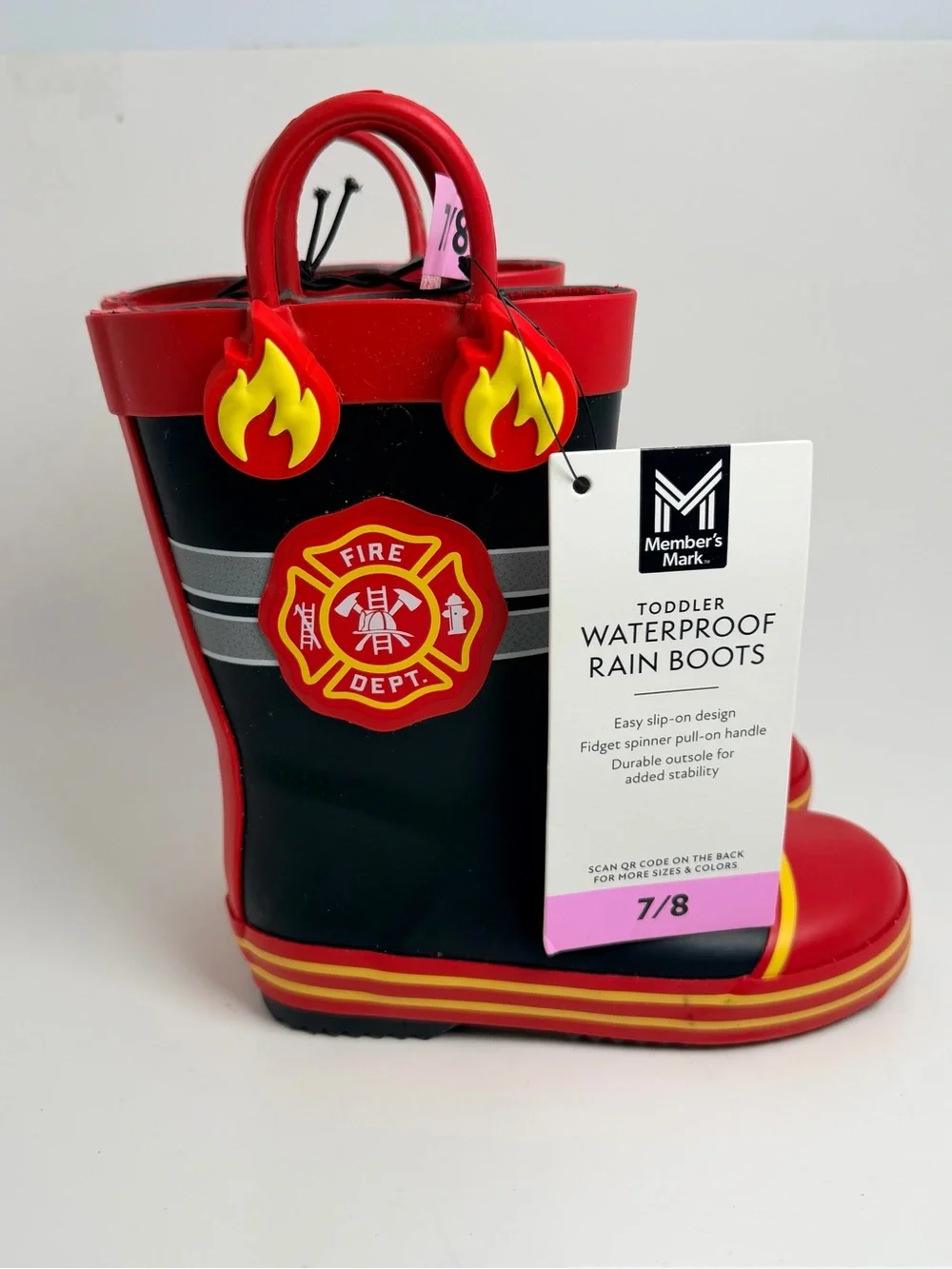 Firefighter-Themed Kids Rain & Snow Boots - Red and Black